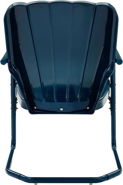 Ridgeland 2-Piece Outdoor Chair Set, Retro Metal Patio Chairs for Dining, Porch, Deck, Navy