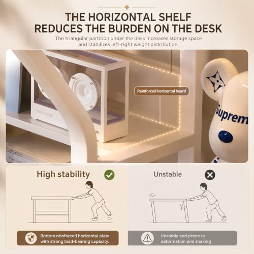 Small Computer Desk 47.2 Inch with Bookshelf White, view 5