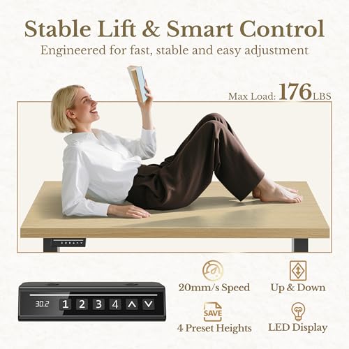 L Shaped Standing Desk, 67 Inches Electric Adjustable Desk with Storage & 2 File Cabinets, Fluted Executive Corner Desk for Home Office with Built-in Outlets，1.18" Desktop, Light Walnut