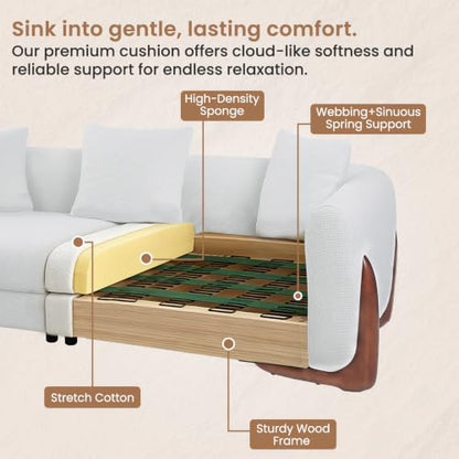 83” Modern Cloud Couch, 3 Seater Cozy Chenille Sofa with Solid Wood Legs, view 7
