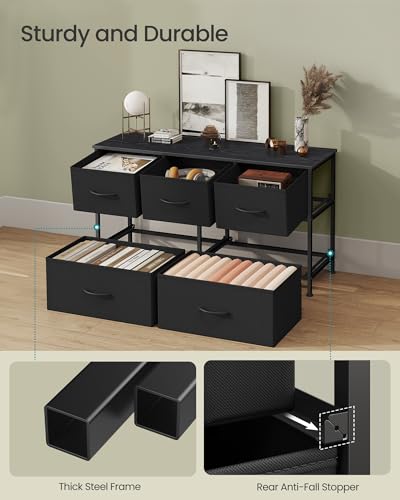 Dresser for Bedroom, Wide Dresser with 5 Fabric Drawers, view 8
