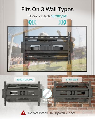 Full Motion TV Wall Mount for 37-90 Inch TVs up to 176lbs, view 6