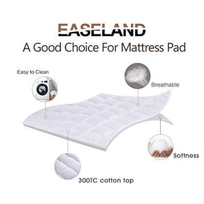 Queen Size Mattress Pad Cotton Pillow Top Mattress Topper White, view 3