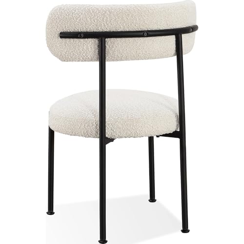 Metal Dining Chair with Straight Leg, Aere - Ivory, Set of 2