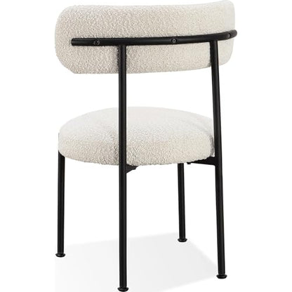 Metal Dining Chair with Straight Leg, Aere - Ivory, Set of 2