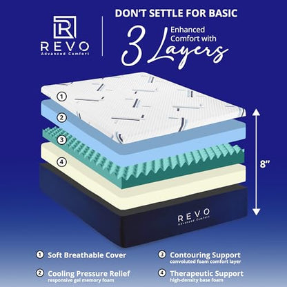 8 Inch Gel Memory Foam Mattress, Twin, Medium, view 7
