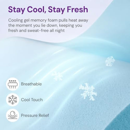King Size 10 Inch Cooling Gel Memory Foam Mattress, Medium Feel, view 3
