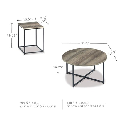 Brown and black wood grain 3 piece table set, view 4