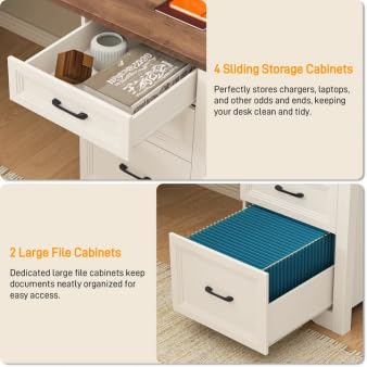 Farmhouse Home Office Desk with 6 Drawers, view 5