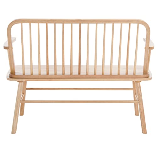 SAFAVIEH Home Collection – Lucilia Spindle Bench, Natural Solid Wood Entryway or Dining Bench, Windsor Style Seating (BCH8501A)