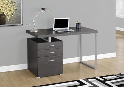 Left or Right Facing 47-Inch Modern Home Office Computer Study Writing Desk with Filing Drawer, 48"L, Grey & Silver