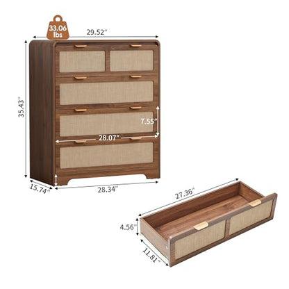 Mid Century Modern Dresser for Bedroom with 4 Drawers, Walnut, view 3