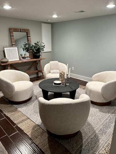 Swivel Accent Chair Modern Round Barrel Armchair Upholstered Performance Fabric for Livingroom Bedroom Reading Waiting Room