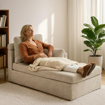 Modern 32''W Chaise Lounge with Right Armrest (Hold Left Arm), Indoor Recliner, view 2