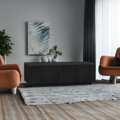 Henn&Hart 48" Modern Fluted Coffee Table, Natural Black, view 7