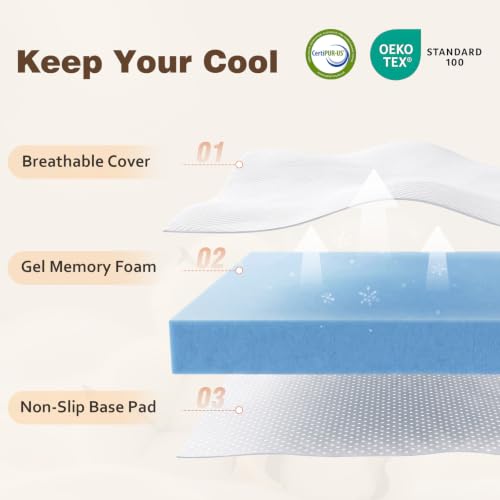 3 Inch King Gel Memory Foam Mattress, Cooling Pressure Relief Mattress, view 4