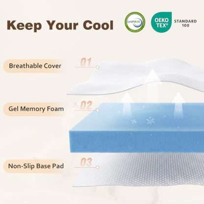 3 Inch King Gel Memory Foam Mattress, Cooling Pressure Relief Mattress, view 4