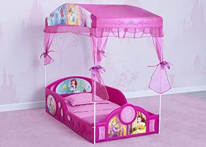Disney Princess Plastic Sleep and Play Toddler Bed with Canopy, Pink, view 3