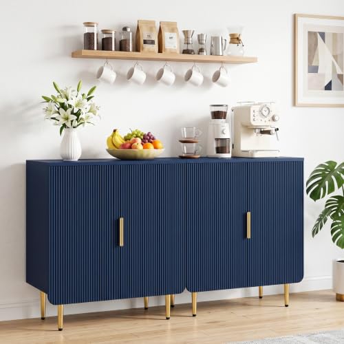 31" Fluted Buffet Cabinet,Modern Sideboard Cabinet with Storage,Blue, view 4
