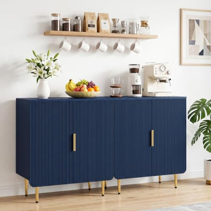 31" Fluted Buffet Cabinet,Modern Sideboard Cabinet with Storage,Blue, view 4