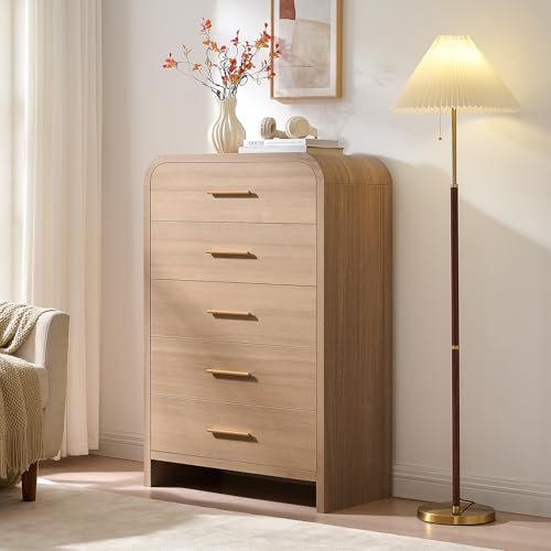 Curved 5 Drawer Dresser for Bedroom, 31'' Wide Chest of Drawers, view 2