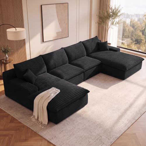 136" Cloud Sectional Couch with U-Shaped Chaise, view 2