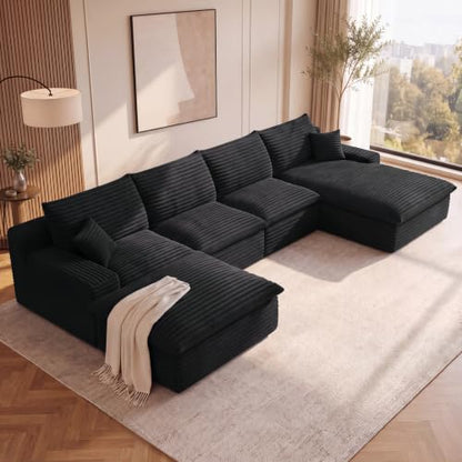 136" Cloud Sectional Couch with U-Shaped Chaise, view 2