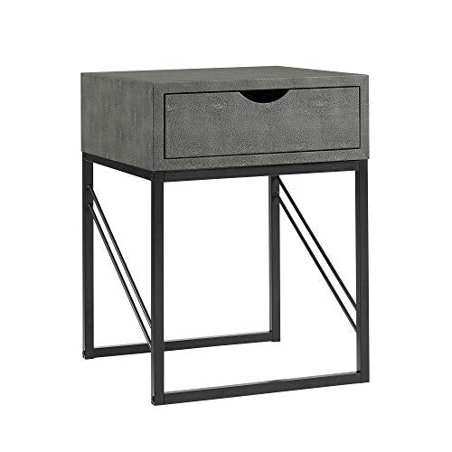Iver Faux Shagreen Modern Small Side End Table Living Room Bedroom Nightstand, 18 Inch, Grey
