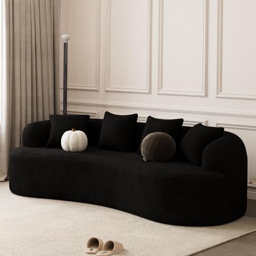 107" Curved Sofa for Living Room, Modern Chenille Cloud Couch Sofa, Luxury Plush Extra Deep 4-Seater Oversized Boucle Couch for Small Spaces, Apartment‌, No Assembly Required, Black