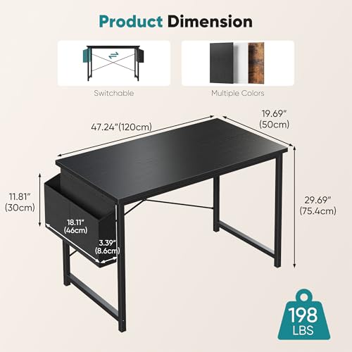 Computer Desk, 47 Inch Gaming Desks for Home Office Small Spaces, view 4