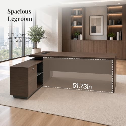 L-Shaped Executive Desk 71", Thickened Desktop 1.65",Commercial Grade, view 8