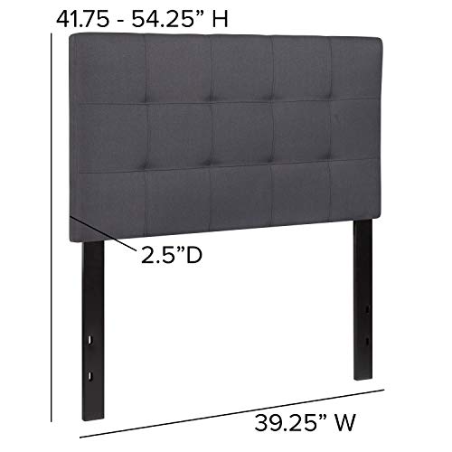 Quilted Tufted Upholstered Twin Size Headboard in Dark Gray Fabric