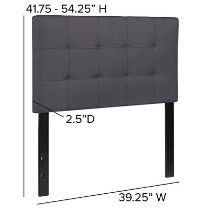 Quilted Tufted Upholstered Twin Size Headboard in Dark Gray Fabric