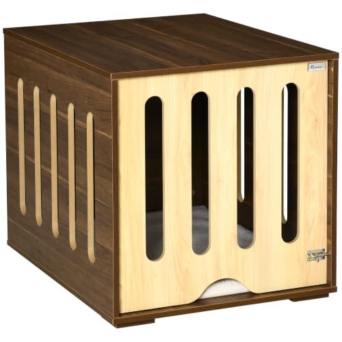 Furniture Style Dog Crate End Table with Removable Door Panel Brown, view 2