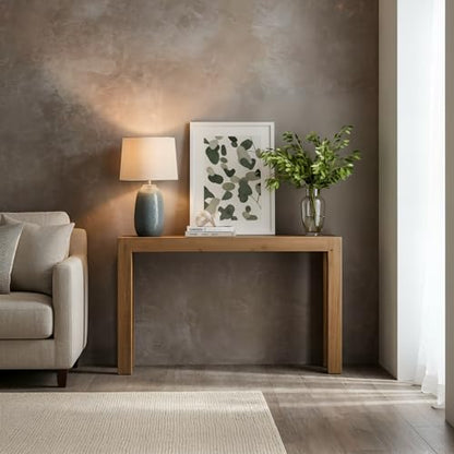Modern Solid Wood Console Table, 46 Inch, Sofa Table, Narrow Entryway Table for Hallway, Behind The Couch, Living Room, Foyer, Easy Assembly, Pecan
