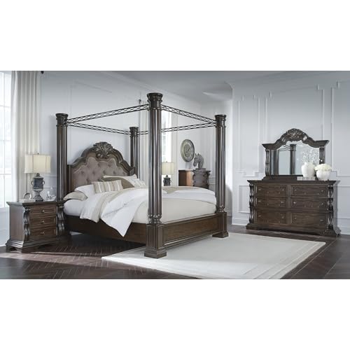 Dark Brown Maylee Queen Canopy Bed Frame, view 6