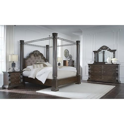 Dark Brown Maylee Queen Canopy Bed Frame, view 6