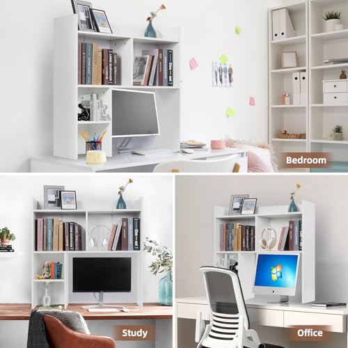 Desktop Bookshelf 36" Tall, White Desk Hutch for Dorm Computer Desk, view 7