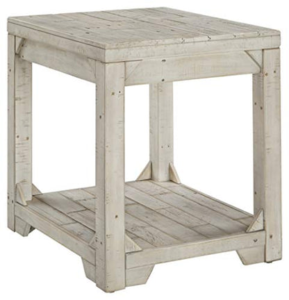 Whitewash farmhouse lift top coffee table and end table set, view 7