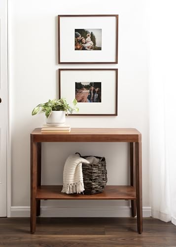 Talcott Modern Rectangle Wood Console Table; 36 x 14 x 33; Walnut Brown; Transitional Decorative Two-Tier Entryway Table for Use as a Behind Couch Table or a Bedroom Accent