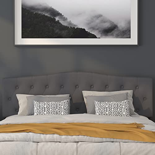 Cambridge Tufted Upholstered King Size Headboard in Dark Gray Fabric