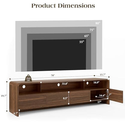 70" Modern Wood TV Stand with Curved Edge for TVs Up to 80", view 6