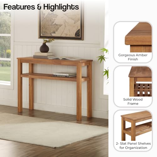 Tiburon Shelf Console Table, Brown