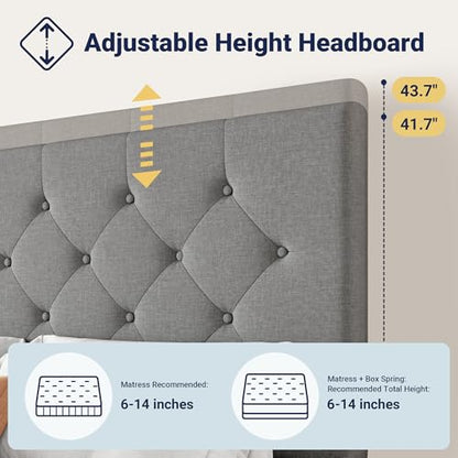 Upholstered King Size Platform Bed Frame with 4 Storage Drawers and Headboard, view 5