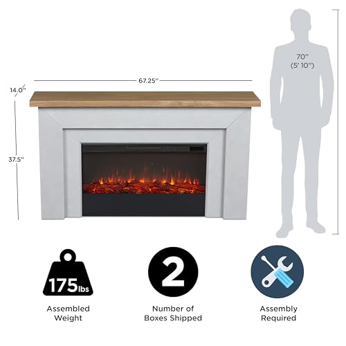 Malie 68" Landscape Electric Fireplace with Mantel for Living Room or Bedroom, view 4