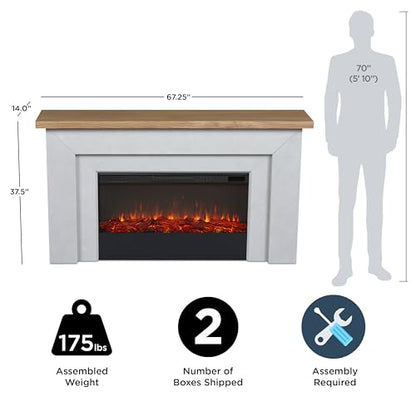 Malie 68" Landscape Electric Fireplace with Mantel for Living Room or Bedroom, view 4
