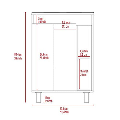 White 2-Shelf Rectangle Freestanding Bathroom Vanity Cabinet for | Freestanding bathroom vanity with 2 open shelves. Durable manufactured wood cabinet for bathroom use. Compact storage so