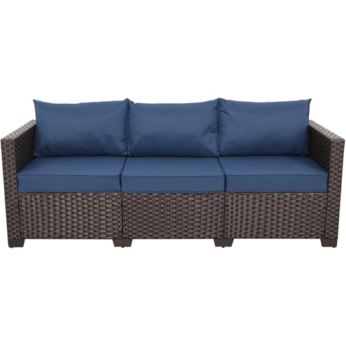 3-Seat Patio Wicker Sofa, view 2