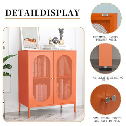 2 Door Accent Cabinet, Metal Storage Cabinet with Adjustable Shelf, view 6