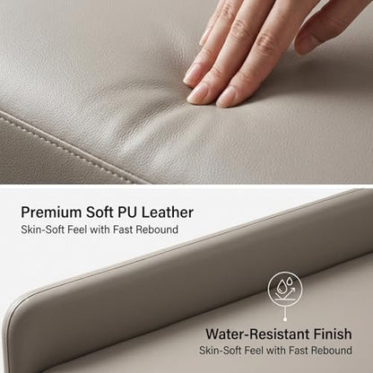 Storage Ottoman Bench for Bedroom, Modern Faux Leather Entryway Bench, Rounded Edges Design, Cozy Foot of Bed Furniture, 35.4x17.7x19.7 Inches